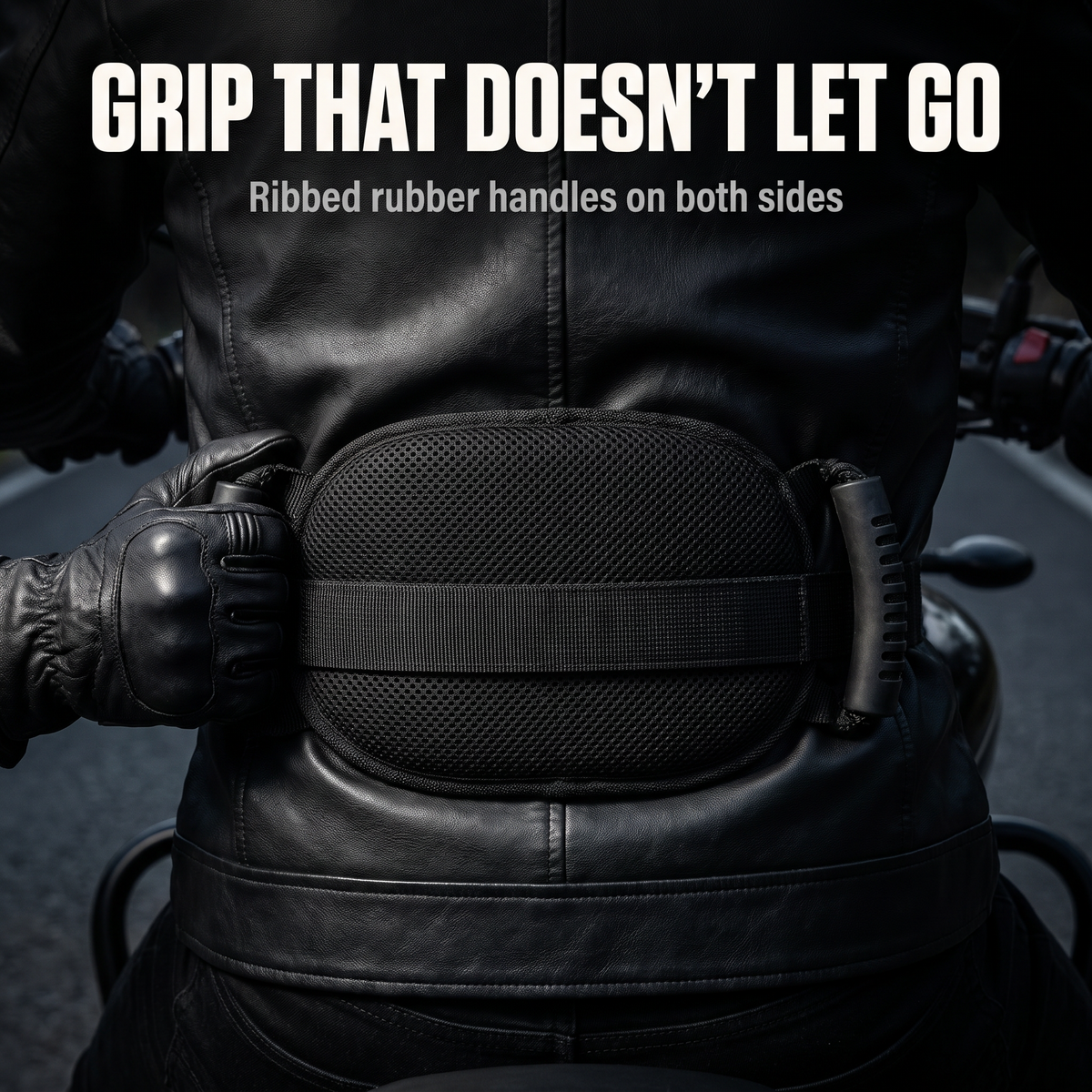 Gloved hand gripping the RideGrip handle